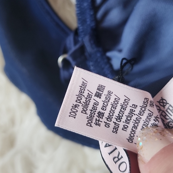 Victoria's Secret Navy Blue Velour Ruffle Trim Romper XS - Picture 10 of 12